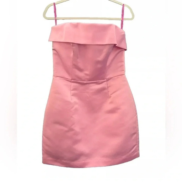 Vintage Betsey Johnson Baby Pink Satin Mini Dress. Size 8 - Picture 1 of 4